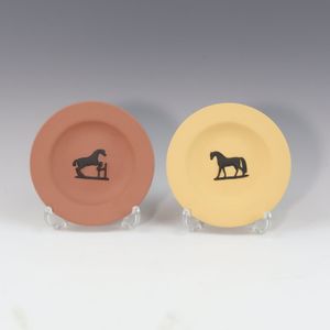 웨지우드 Wedgwood 말 입상 오브제 재스퍼 Plate 2장 세트 호스 Horse _【중고】