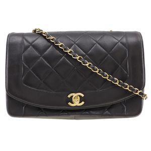 샤넬 CHANEL 체인 숄더 숄더백 다이아나 A01165 램 스킨 프랑스제 블랙 비스듬히 걸어, 어깨걸이, A5 턴락 ChainShoulder 레이디스【중고】