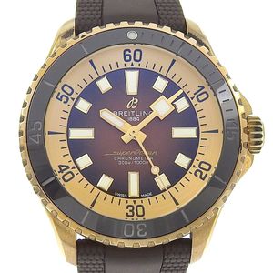 브라이틀링 BREITLING 슈퍼 오션 오토매틱 44 손목시계 cal.SW200-1 N17376201Q1S1×러버×브론즈 자동 감아 ブラウン 문자판 Super Ocean Automatic 44 맨즈【중고】