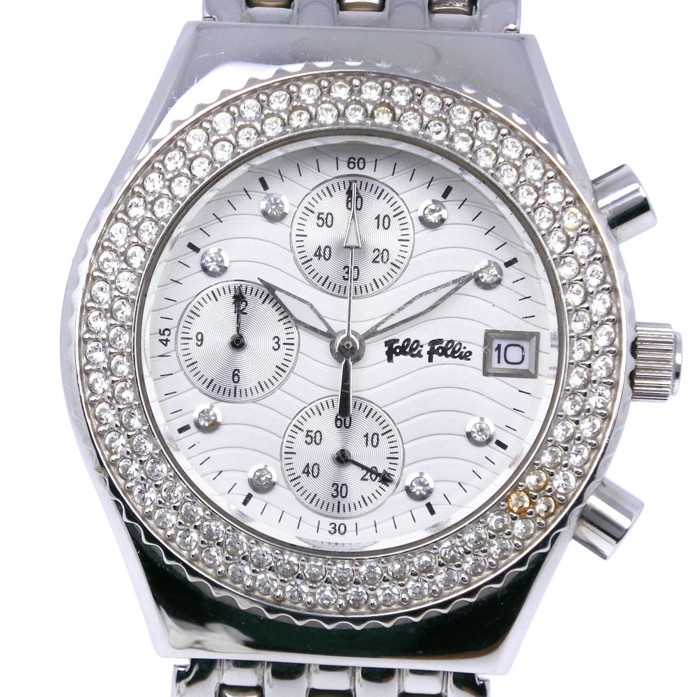 Folli Follie Rhinestone Bezel Watch WF6A049SV Stainless Steel with