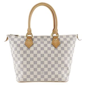 Pre-owned LOUIS VUITTON Saleya PM handbag N51186, Damier Azur canvas, made in France, 2007, white, VI3057, A5 size, zippered, women's.