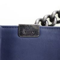 二手 CHANEL Boy Chanel 單肩包，鏈條單肩包，Matelasse 小羊皮，意大利製造，海軍藍，斜挎包，翻蓋單肩包，女款