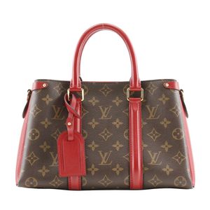 Pre-owned LOUIS VUITTON Soufflot NV BB handbag, M44818, Monogram canvas, Made in France, 2020, Brown/Red, TR1290, Zippered, Soufflot NV BB, Women's.