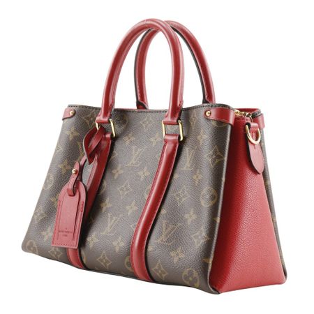 Second-Hand LOUIS VUITTON Soufflot NV BB Handbag, M44818, Monogram Canvas, Made in France, 2020, Brown/Red, TR1290, Zippered, Soufflot NV BB, for Women
