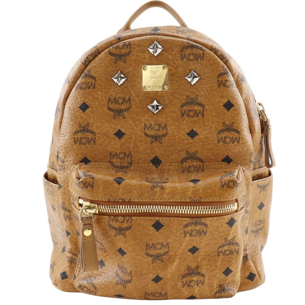 MCM Logogram Small Studded Backpack/Daypack MMK2AVE20, Brown  display picture 3