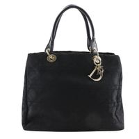 Pre-owned Christian Dior Cannage Tote Bag JCA449449, made in Italy from nylon canvas. Black. Can be used as a shoulder bag or handbag, and fits A4 documents. Women's.