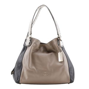 กระเป๋า Coach มือสอง หนังสีเบจ/ดำ สะพายข้าง มีซิปปิด สำหรับผู้หญิง