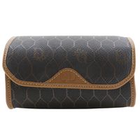 Pre-owned Christian Dior Honeycomb Pattern Pouch, Brown, PVC, Made in Spain, Unisex, with Magnetic closure.