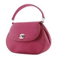 二手 Chanel Mini Coco Handle 手提包，派對包，棉質，義大利製造，粉紅色，旋鎖，女士款。