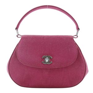 二手 Chanel Mini Coco Handle 手提包，派對包，棉質，義大利製造，粉紅色，旋鎖，女士款。