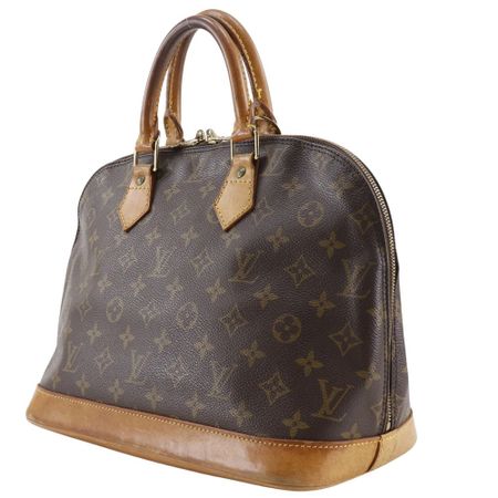 Second-Hand LOUIS VUITTON Alma Handbag M51130, Monogram Canvas, Made in France, 1996, Brown, VI0936, A5 Size, Double Zip, Women's