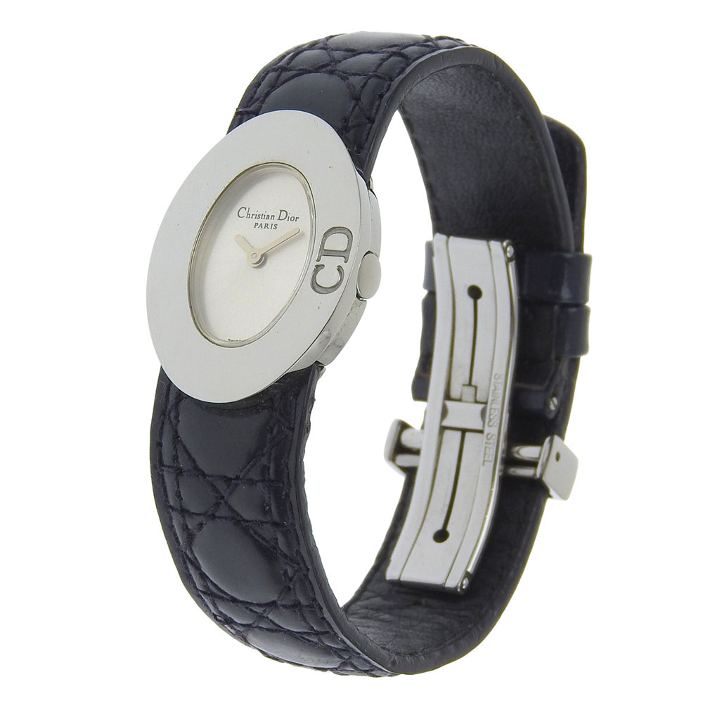 二手Dior Lady Dior 手錶D90-100，不鏽鋼和皮革，石英機芯，模擬顯示