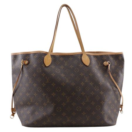 Second-Hand LOUIS VUITTON Neverfull GM Handbag M40157, Monogram Canvas, Made in France, 2009, Brown, FL4019, Shoulder Bag/Handbag, A4 Size, Open, Women's.