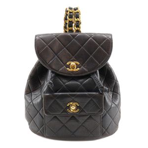 シャネル CHANEL マトラッセ リュック・デイパック チェーンリュック ココマーク A10177 ラムスキン フランス製 黒 肩掛け,A5 ターンロック Matelasse レディース【中古】