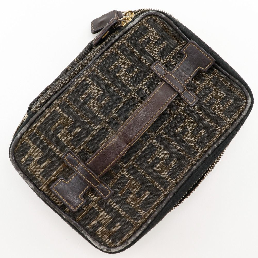 フェンディ FENDI 折り畳みバニティ ポーチ ズッカ ナイロンキャンバス  