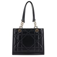 Pre-owned Christian Dior Essential Small Tote Bag, Archi Cannage, M8720OZVJ, black leather, shoulder bag, handbag, A5 size, open, for women.