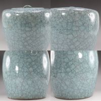 인간국보 시미즈 우이치 작 청와수 손가락 교체 옻칠 덮개 다도구 도자기 Living National Treasure Shimizu Uichi's celadon water jar with replacement lacquer lid _【중고】