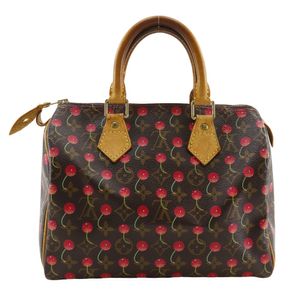 二手LOUIS VUITTON Speedy 25 櫻桃色手提包，村上隆 M95009，Monogram 帆布，2005 年，棕色，SP0025，拉鍊，女士