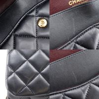 二手香奈兒 Deca Matelasse 30 單肩包,經典大號,雙翻蓋鏈條單肩包,A58600,黑色小羊皮,斜挎包/單肩包,A5 旋鎖,女款