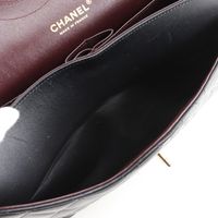 二手香奈兒 Deca Matelasse 30 單肩包,經典大號,雙翻蓋鏈條單肩包,A58600,黑色小羊皮,斜挎包/單肩包,A5 旋鎖,女款