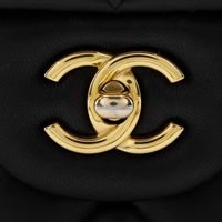 二手香奈兒 Deca Matelasse 30 單肩包,經典大號,雙翻蓋鏈條單肩包,A58600,黑色小羊皮,斜挎包/單肩包,A5 旋鎖,女款