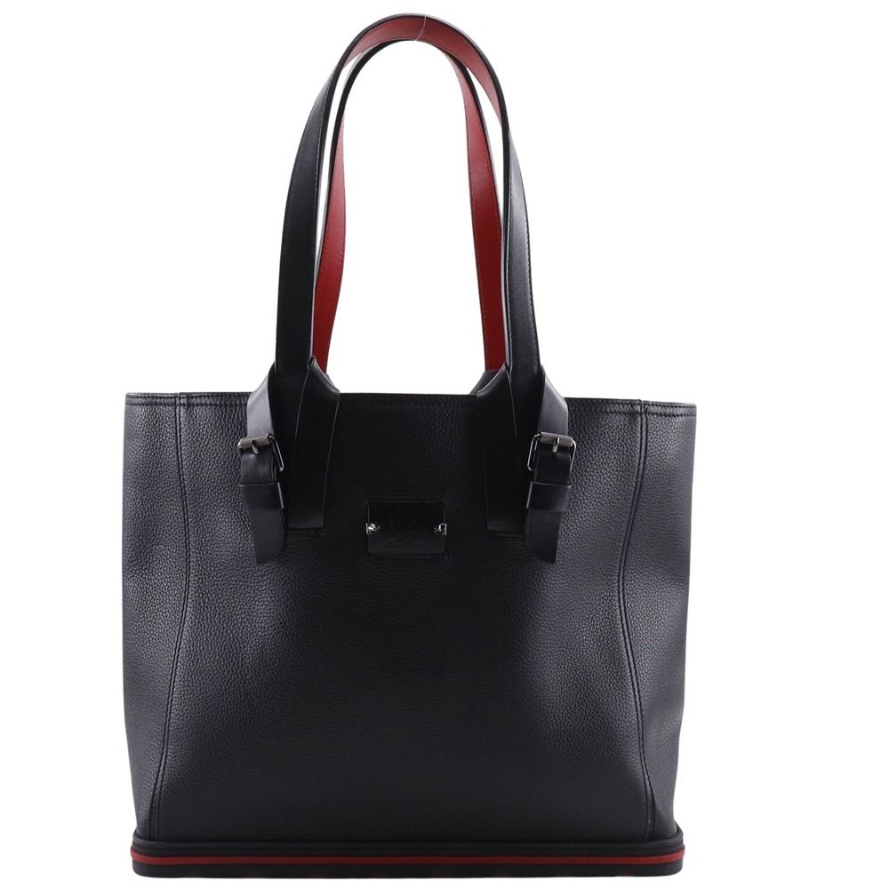 二手Christian Louboutin Kabaika 小號托特包 (1205119)，黑色小牛皮，拉鍊開合。可肩背或手提。