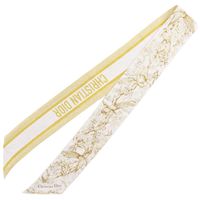Pre-owned Christian Dior Mitza Toile de Jouy Sauvage RIBON Scarf in Silk, Yellow/White, for Women