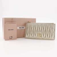 Miu Miu Fragment Case, card case, Matelasse envelope coin case, leather, Pirite zipper, women's [unused]