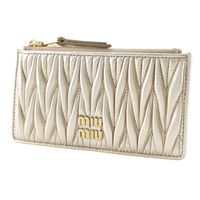 Miu Miu Fragment Case, card case, Matelasse envelope coin case, leather, Pirite zipper, women's [unused]