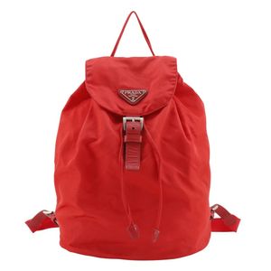 二手 Prada PRADA 紅色尼龍背包/日用背包，單肩/手提式，雙向，A5 尺寸，帶腰帶扣，女款