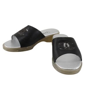 二手 CHANEL COCO Mark 女士黑色皮革凉鞋