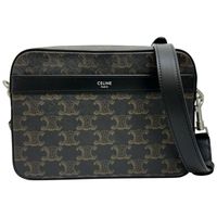 CELINE/ 셀린느 113942EVJ.38SI 트리온프 스몰 메신저 숄더백 레더 ブラウン 레더/실버 쇠장식 여성