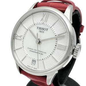 TISSOT Chemin des Tourelles T099.207.16.118.00 未使用不鏽鋼/皮革自動手錶，銀色錶盤，女士適用