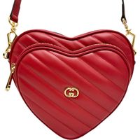 GUCCI/구찌 인터로킹 G 751628 하트 숄더백 레더 RED/골드 쇠장식 레이디스