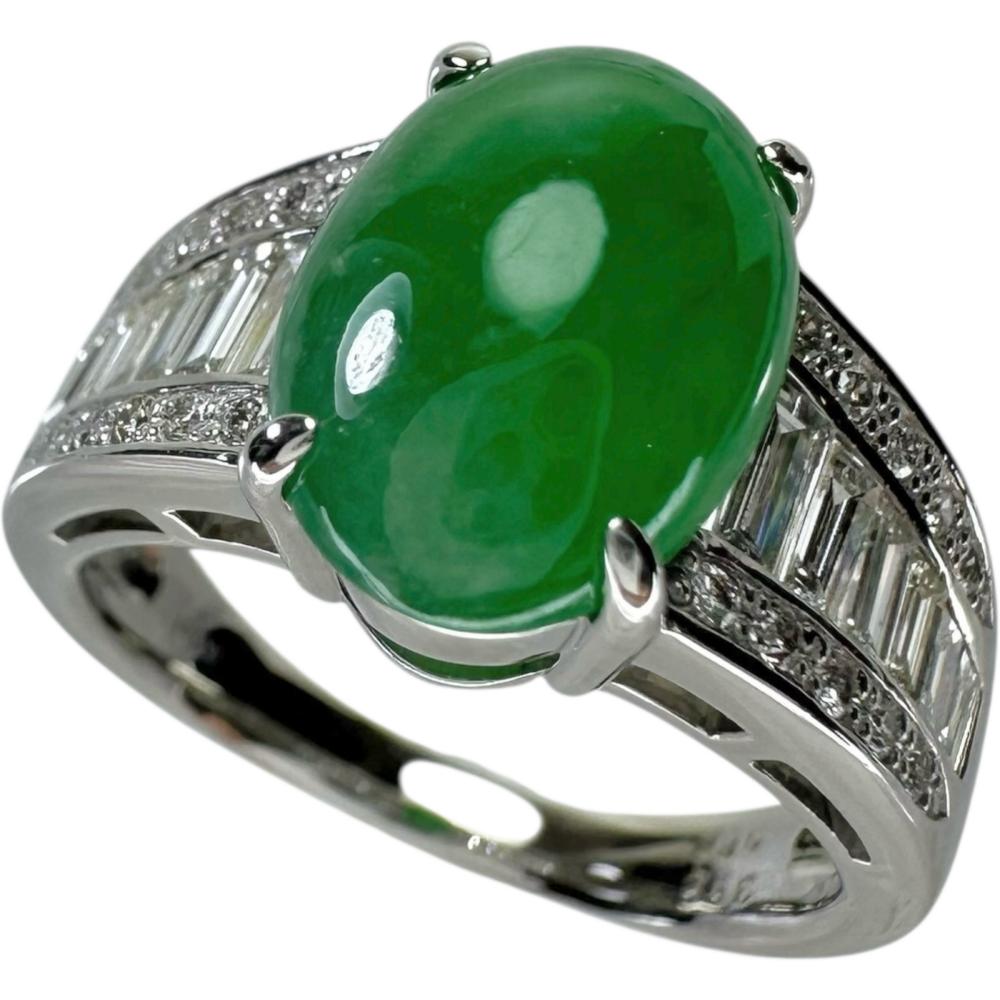 Pt900 プラチナリング 翡翠 ダイヤモンド 総重量9g 楽天市場】Pt900翡翠3.97ctダイヤモンド0.44ctプラチナリング12