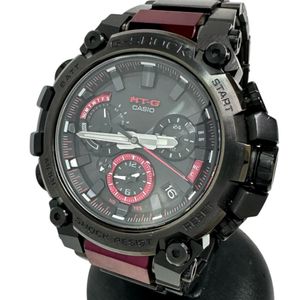 CASIO G-Shock MTG-B3000 男士手錶，不銹鋼（黑色），太陽能電波控制，黑色和紅色錶盤