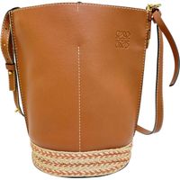 LOEWE/ 로에베 게이트 버킷 숄더백 캔버스 / 가죽 베이지 / ブラウン 가죽 여성