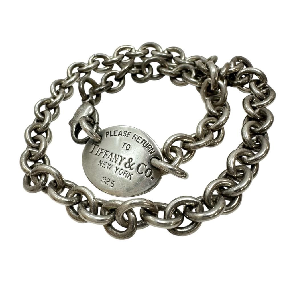 TIFFANY&Co./티파니 리턴 투 타원형 태그 초커 목걸이 실버 925 50.7g 40cm 실버 유니섹스 | 日本二手精品 ｜ 도코데모