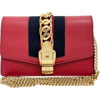 GUCCI/구찌 실비 체인 숄더 494646 미니백 숄더백 레더 레드 레더 레이디스