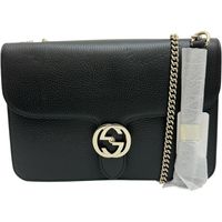 GUCCI/구찌 510303 인터로킹 G 숄더백 레더 블랙 레더/골드 쇠장식 레이디스