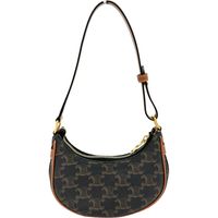 CELINE Ava Mini Triomphe Women's Brown Monogram Saddle Bag