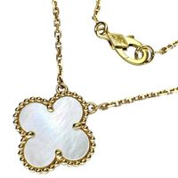 Van Cleef & Arpels White Mother-of-Pearl Necklace, Vintage Alhambra, 18K Gold, 5.1g, 42cm, for Women