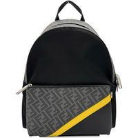 FENDI 7VZ042 女士斜紋 Zucca 皮革/尼龍背包/日用背包 黑色/灰色