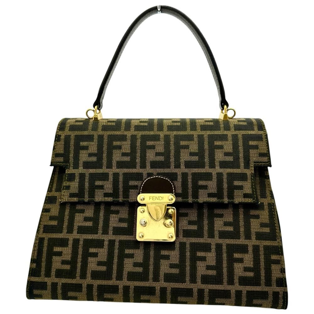 FENDI 2-Way Shoulder Bag/Handbag Canvas/Leather Zucca Pattern