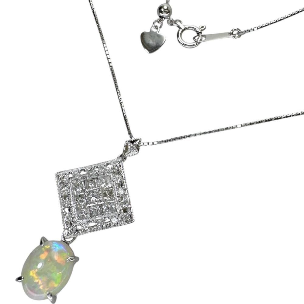 1-41ct-opal-and-0-70ct-diamond-necklace-in-pt900-platinum-k18wg-white