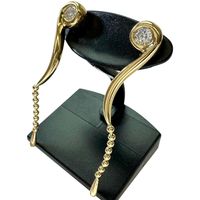 Diamond (Right) 0.16ct Diamond (Left) 0.14ct Earrings, 18K Gold, 4.5g, for Women