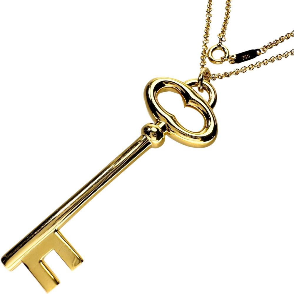 TIFFANY & Co. Oval Key Necklace, 18k Gold, 18.9g, 61cm, Women's