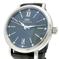 IWC Schaffhausen IW357405, 12 Diamond Wristwatch, Includes Warranty and Card, Stainless Steel/Leather Case, Automatic Movement, Green Dial, for Women