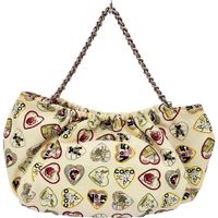 CHANEL 情人節限量版鏈條包，附 G 卡和 S 貼紙，手提包，10 號（約 2006 年），帆布，米色，心形圖案，女士