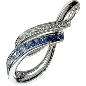 0.75ct Color Gradient Sapphire and 0.23ct Diamond Pendant top in 18K White Gold, 4.7g, Women's